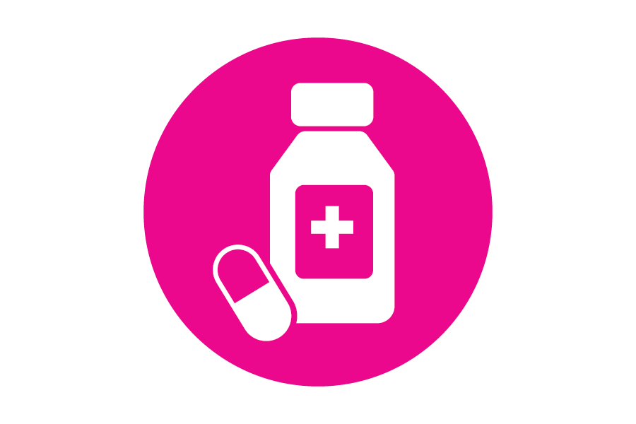 Icon of a bottle with a pill.