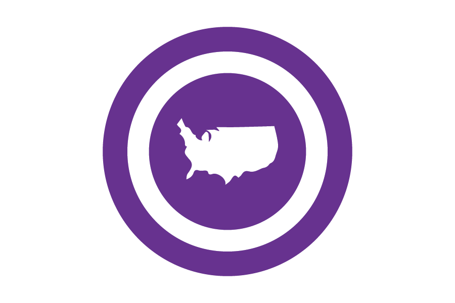 Icon of the United States on a purple background.